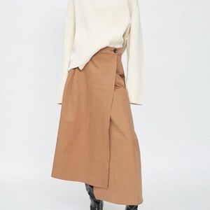 Hidden Forest Market brown asymmetrical wrap skirt